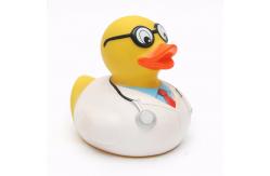 China Weighted Floating Fireman Character Rubber Ducks Cartoon Doctor Postman Design supplier