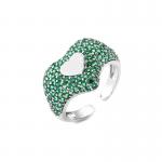 Heart Shape 925 Sterling Silver Rings Micro Pave CZ Cubic Zirconia Engagement Rings