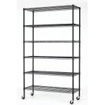 6 Tier Adjustable Metal Wire Shelving For Convenience Stores / Black Wire Rack for sale