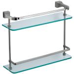 Home Bathroom Accessories Shelves Stainless Steel Tempered Dual Tier Glass Shelves for sale