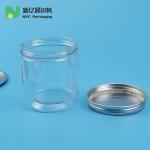 90mm Neck Dia 300ml Clear Plastic Jar Pet Food Container With Metal Lid for sale