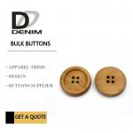 4 Holes Nature Wooden Buttons With Personalized Logo Raised Edge Light Weight Overcoat for sale