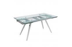 China Modern dining room Rectangular Shape Glass Top SS Dining Tables supplier