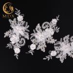 MDX 3D Floral Lace Trim Embroidery Beaded Lace Trim For Wedding Dress for sale