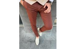 China Brown Groom 3pc Tuxedo Suit Mono Collar Slim Cut For New Season supplier