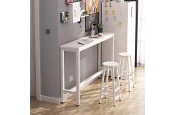 China 1.6m White Kitchen Bar Table Stool Set Melamine MFC With Metal  Legs supplier