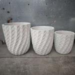 white round fiber clay planter with a herringbone pattern lightweight durable low-maintainence flower pot holiday Villa office decoration garden landscaping project for sale
