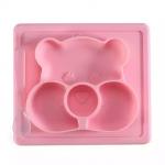 Silicone Customized Bear Shape Baby Feeding Suction Bowl And Plate With Spoon for sale