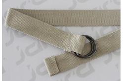 China Solid Beige Polyester Kids Web Belt With Folded Tip And Double D Rings supplier