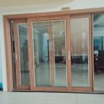 Heavy Duty Aluminum Sliding Doors For Villa Commercial Buildings Wood Grain for sale