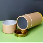 Customized Cardboard Cylindrical Packaging Box With Metal Lids Inside for sale