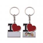 Metal Blank Sublimation Keychain I LOVE Heart DIY Printed Photo Keychain Pendant for sale