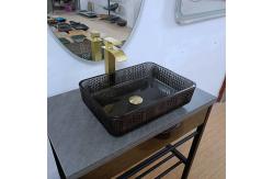 China Glass Rectangular Vessel Sinks Black Deep Bathroom Transparent Crystal supplier