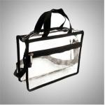 Recyclable Transparent Pvc Zipper Bag / Travel Storage Bags With Handle for sale