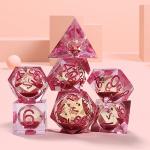 Flowing Sand Rouge Red Crystal Resin Polyhedral Dice For Lucky Activities for sale