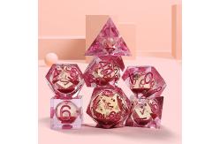 China Flowing Sand Rouge Red Crystal Resin Polyhedral Dice For Lucky Activities supplier