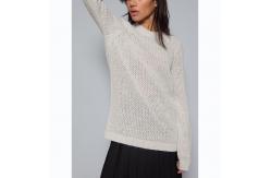 China Full Cotton White Knit Pullover Sweater Lightweight Mesh Pointelle Dry Clean Only supplier
