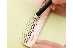 China Best Promotion student gift DIY creative stationery cartoon retro vintage lace shaped Personalized ruler school kid wood supplier
