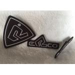 Customized Brown Suede Embossed Leather Patches , Shiny Siliver High Density Tpu Logo