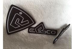 China Customized Brown Suede Embossed Leather Patches , Shiny Siliver High Density Tpu Logo supplier