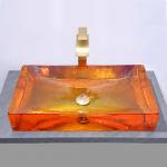 No Overflow Bathroom Wash Basins With Pop Up Waste Included Glazed Glass Sink