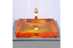 China No Overflow Bathroom Wash Basins With Pop Up Waste Included Glazed Glass Sink supplier