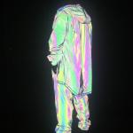 Full Zip Up Face Hood Reflective Coat Mens Rainbow Reflective Jacket Turtleneck