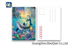 China Durable Dolphin 3D Lenticular Postcards CMYK UV Offset Printing Cartoon Design supplier