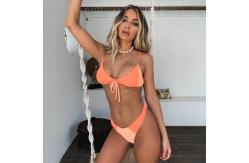 China UPF Function Orange Bathing Suit Two Pieces Summer Bikini Nylon Fabric supplier