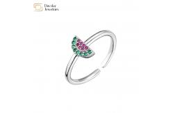 China Diamond Zircon Fruit 18K Gold Plated Ring Adjustable Opening Fancy Watermelon supplier