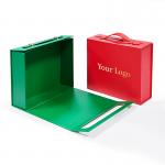 Custom Logo Gift Box Made From Exquisite Recyclable Carton With Practical Leather Handle for sale