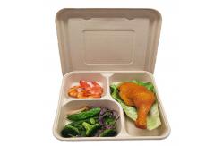 China Sugarcane Bagasse 3-4 Compartment Food Container Biodegradable With Lid supplier