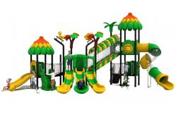 China OEM Outdoor Playgroud Large Plastic Tree Playhouse With Spiral Slide Set supplier