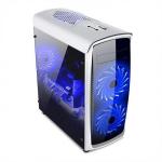 ETEK ATX Mid-Tower Case Acrylic Front & Side Panel Full Side View Black And White for sale