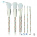 6pcs Blue Marble Plastic Makeup Brush Set Nylon Hair With PVC Packaging Box for sale