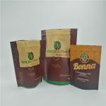 Coffee Beans Custom Printed Stand Up Pouches Clear Bottom Food Packaging With Zipper for sale