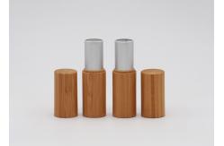 China Cylinder Inner  Aluminum Bamboo Outside Empty Lipstick Tube With Press Pop Cap supplier