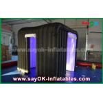 Advertising Booth Displays Black Two Doors Customize Inflatable Event Photo Booth With Rgb Led Lighting for sale