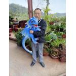 Hand Puppet Simulation Blue Realistic Animatronic Dinosaur Baby With Wings