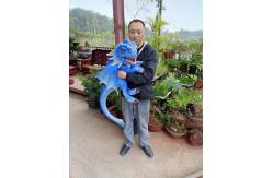 China Hand Puppet Simulation Blue Realistic Animatronic Dinosaur Baby With Wings supplier
