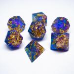 Blue Gold Foil Resin Dice Set Customized Various Colors#Rpg#Dnd#Coc for sale