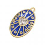 Zircon Oval Enamel Heart Pendant Gold Plated Charms OEM for sale
