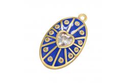 China Zircon Oval Enamel Heart Pendant Gold Plated Charms OEM supplier