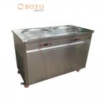 Frozen Commercial Ice Cream Frying Machine With 2 Flat Pans And Imported Compressor Stainless Steel Fried Ice Cream Roll for sale