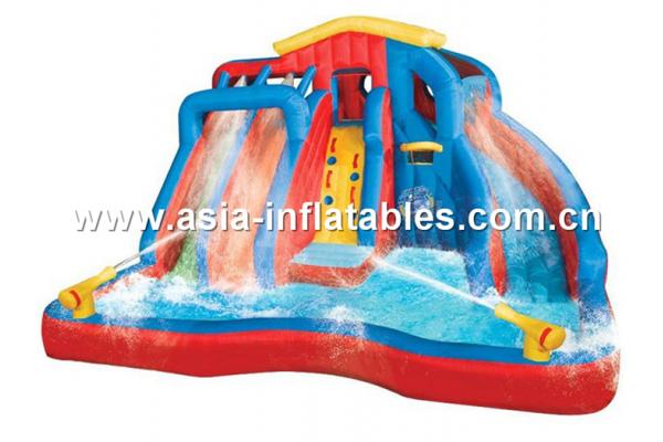 Inflatable slide with water