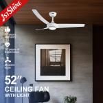 White Modern ABS Quiet Ceiling Fan , DC LED Ceiling Fan With Remote Control for sale