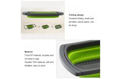 China Collapsible Over the Sink Silicone Colander With Long  Handle Kitchen Folding Strainer supplier
