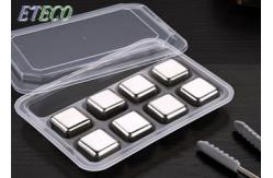 China 8pcs Set Stainless Steel Whiskey Cubes , Silver Ice Cubes With Ice Tongs supplier