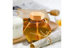 China Wholesale Free Sample Hexagonal 220ml 380ml Honey Jar with Dipper and Wooden Lid supplier