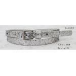 Old Silver Buckle Kids Elastic Belt , 1.4cm Skinny Glittery PU Girls Elastic Belt for sale